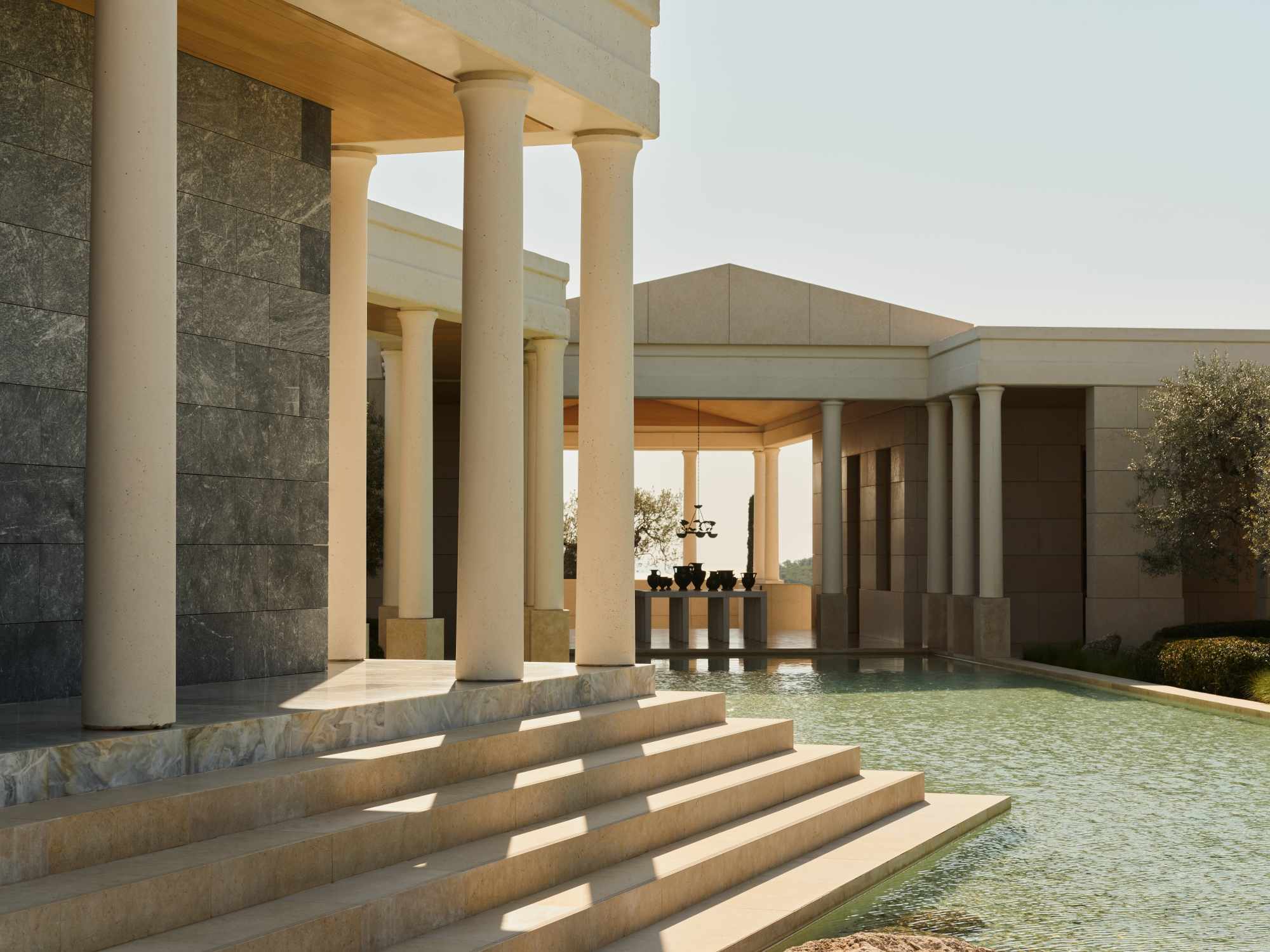 Amanzoe Greece luxury hotel and resort near Porto Heli, with infinity pools, olive groves, and design inspired by ancient Greek architecture