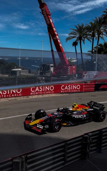 View of Monaco Formula 1 Grand Prix from Hôtel de Paris terrace, Monte Carlo June 2025