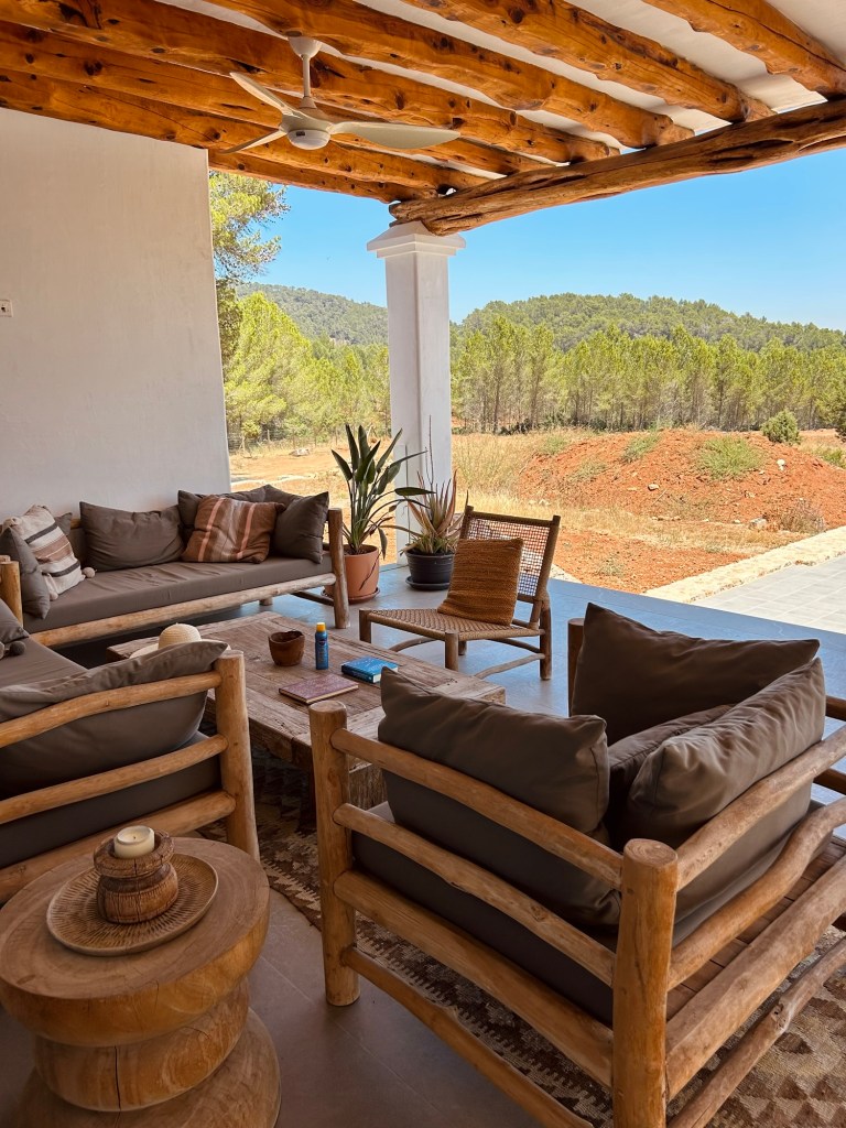 Sunlit veranda overlooking the hillside, Ibiza north side